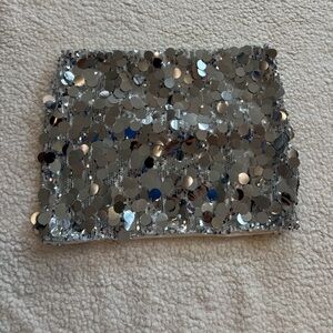 Edikted Silver Sequin Mini Skirt